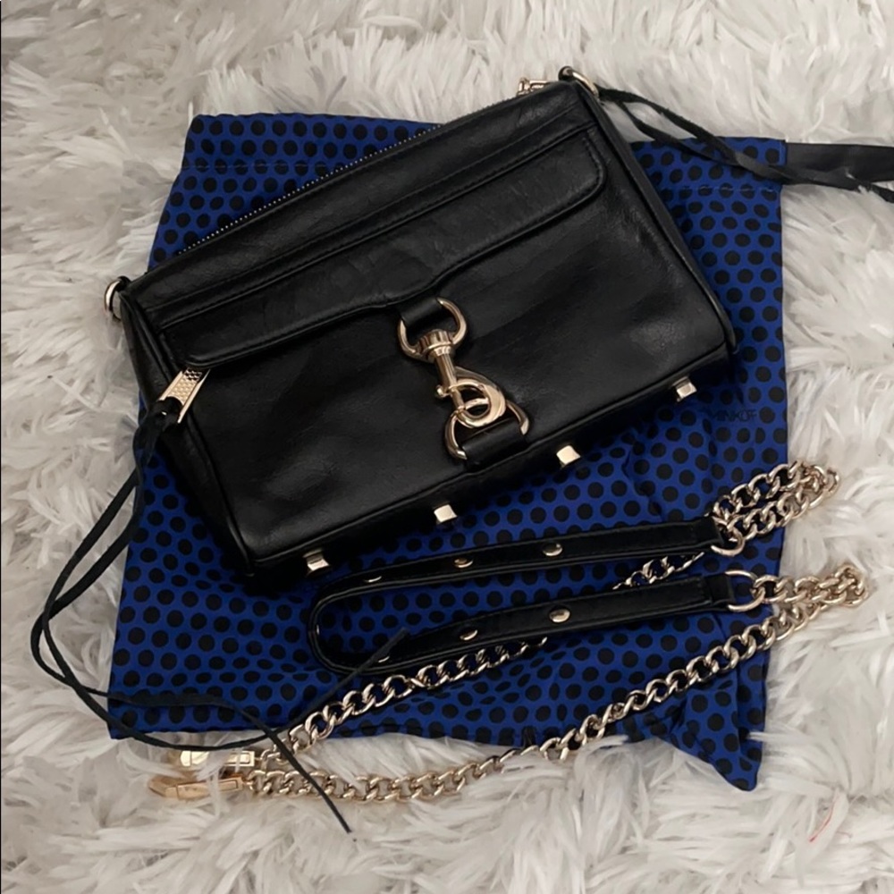 Rebecca minkoff black leather crossbody mini m.a.c